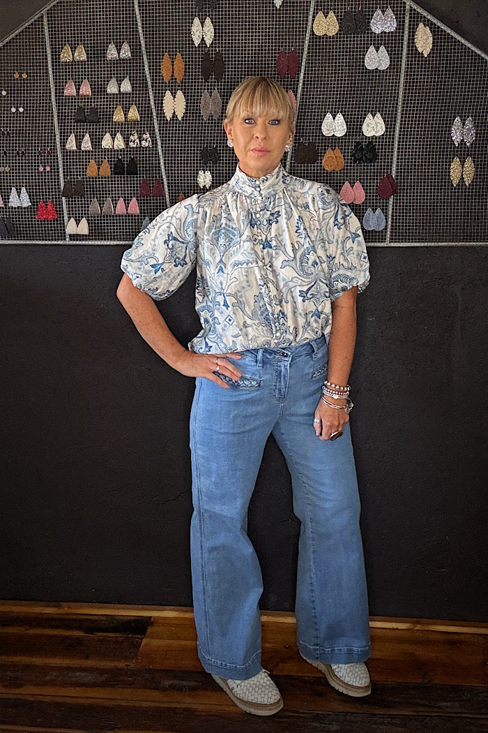 LAURIE BLOUSE - BLUE TILE