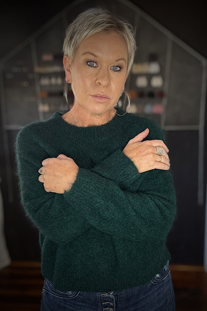 OLGA DE POLGA ASPEN KNIT ALPACA SWEATER - TEAL