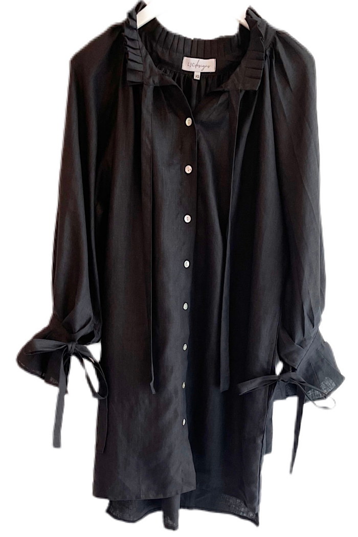 UMA LINEN DRESS - BLACK