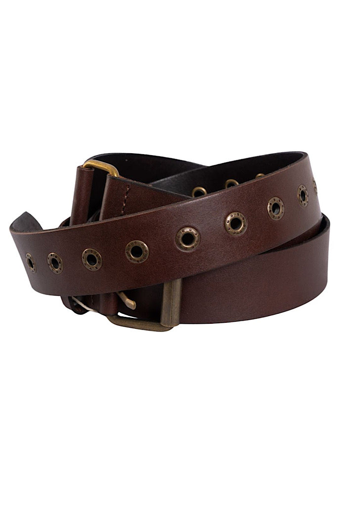 LASSO DOUBLE WRAP BELT - CHOCOLATE/BRASS