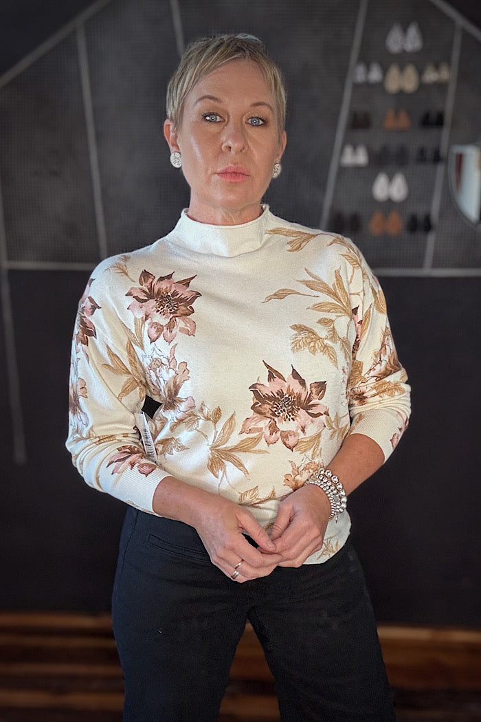 TRIBAL FUNNEL NECK SWEATER - MOONSTONE