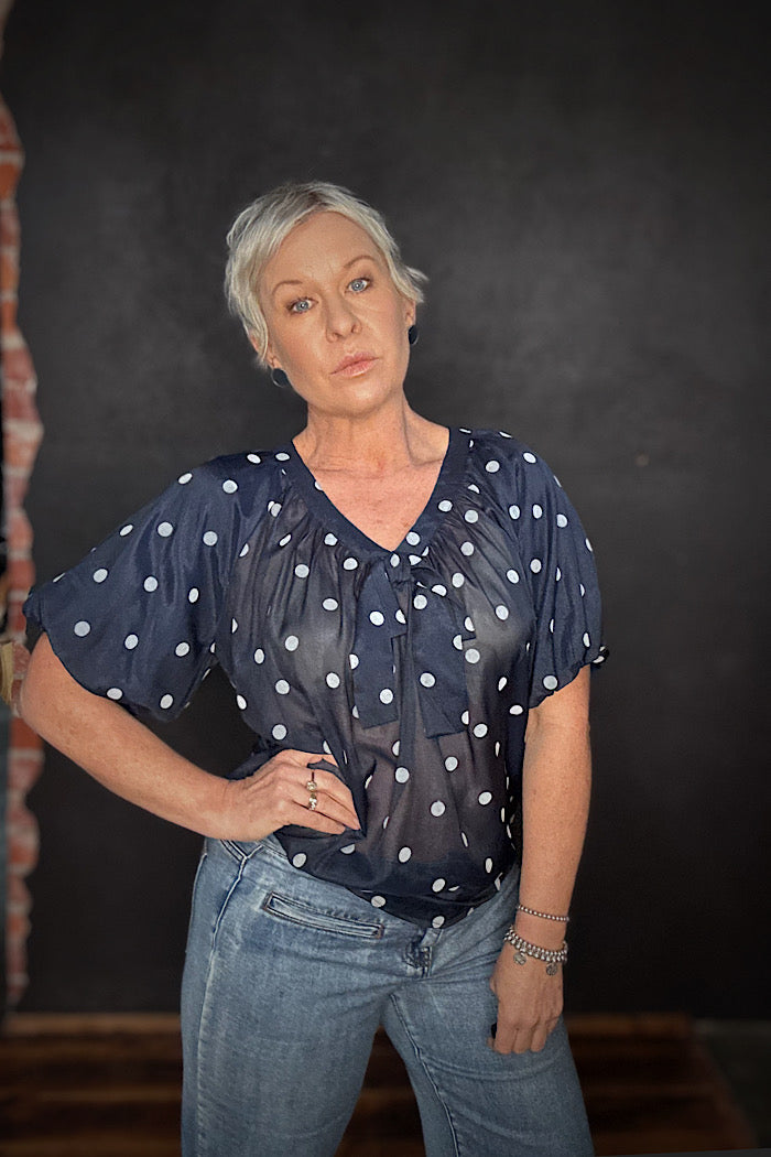 LOLLY’S LAUNDRY PINE BLOUSE - NAVY