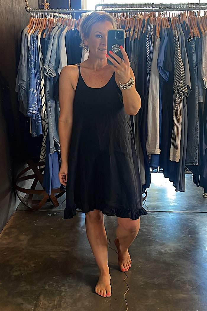 ELISA SLIP - LINEN - BLACK