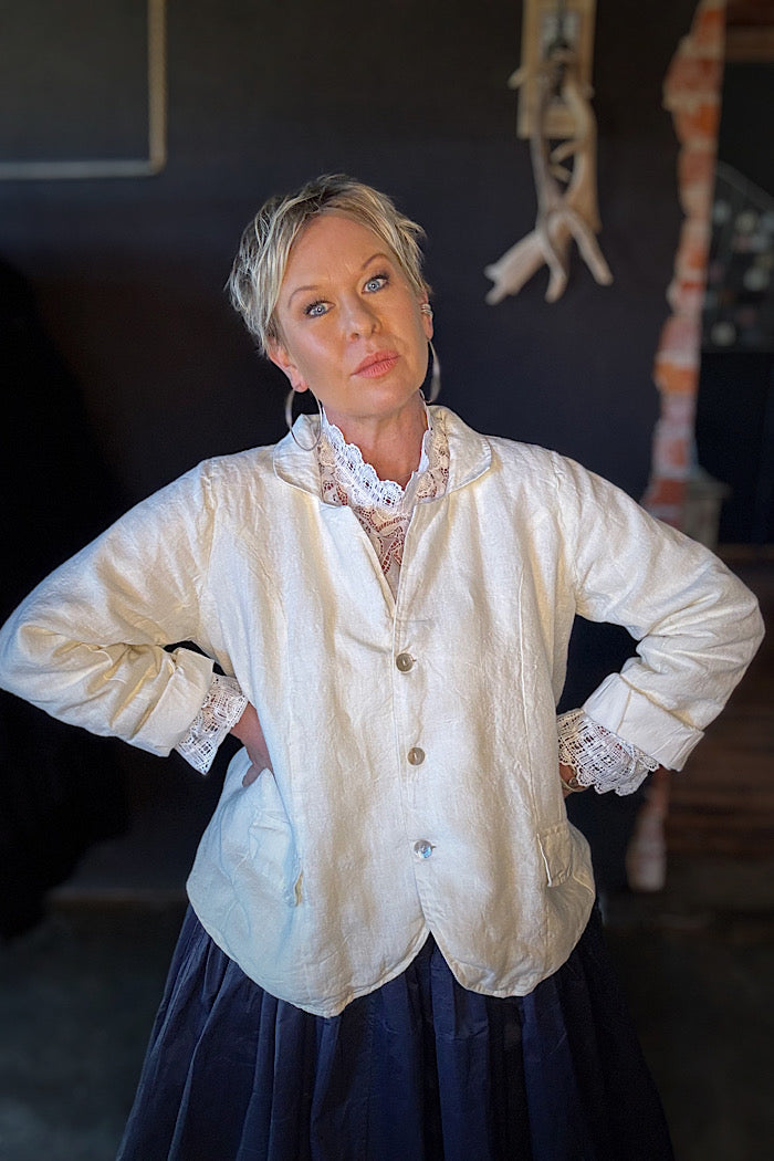 BARIDI LINEN JACKET - WHITE