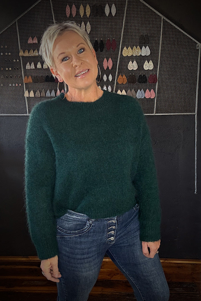 OLGA DE POLGA ASPEN KNIT ALPACA SWEATER - TEAL