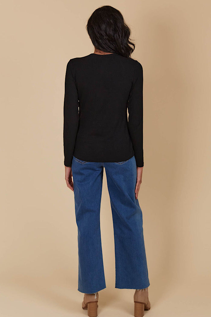 NARIA SCOOP NECK TOP - ONYX