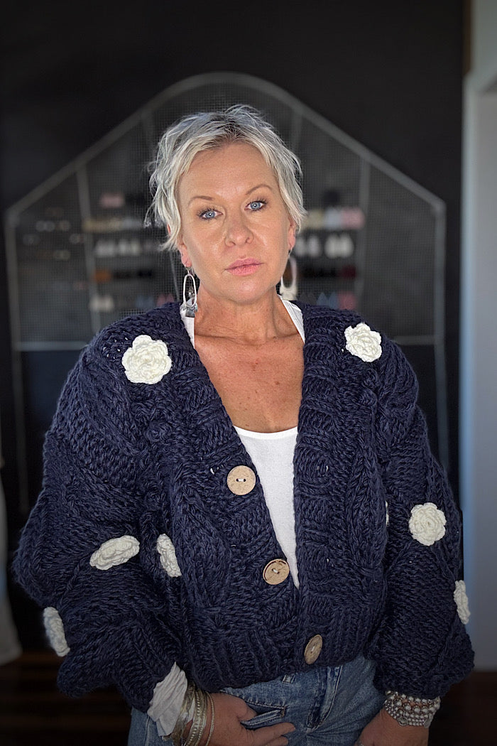 ALEXA KNIT CARDI - NAVY