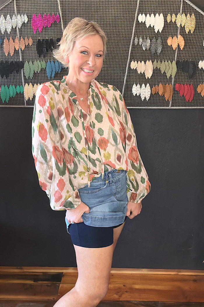 PULL-ON DENIM SKORT WITH POCKETS - VISTA BLUE