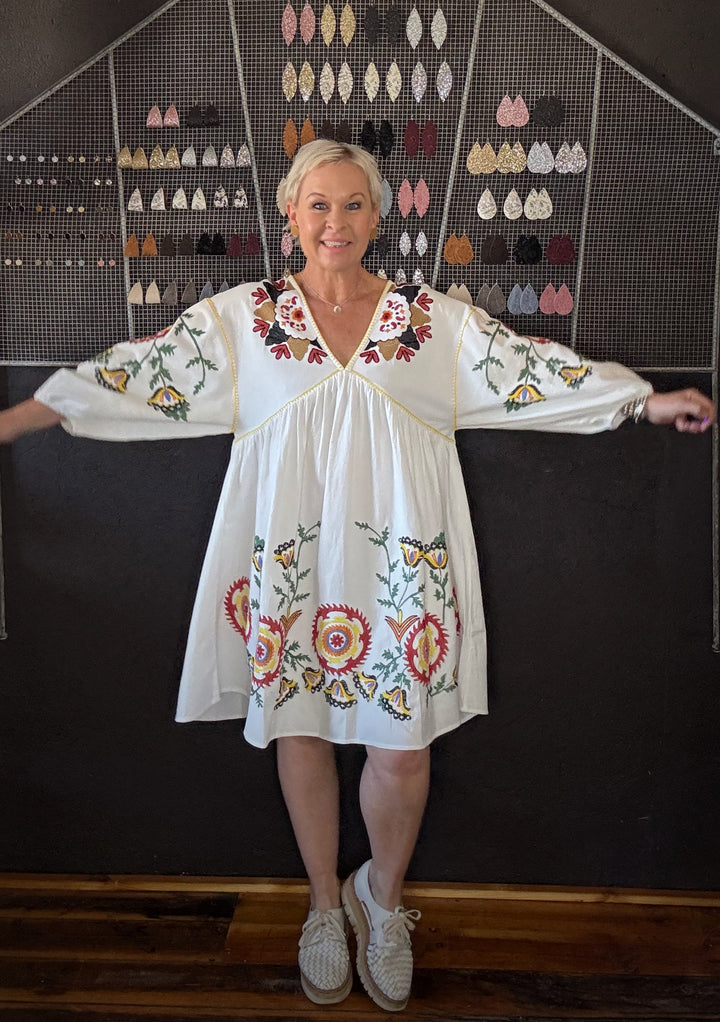 COME TO GATHER DRESS - MULTI EMBROIDERY