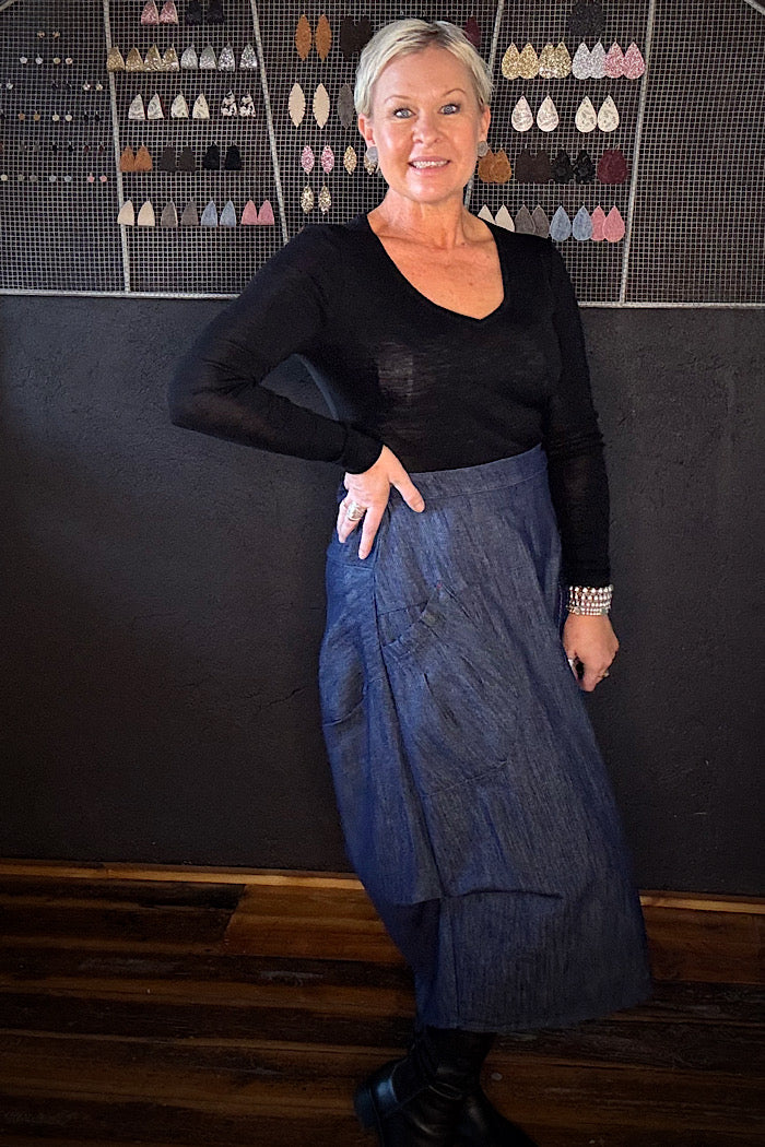 OLGA DE POLGA MILWAUKEE SKIRT - CLASSIC DENIM