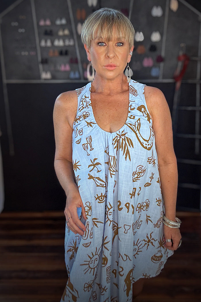 STACEY GATHERED MINI DRESS - SEA GYPSY