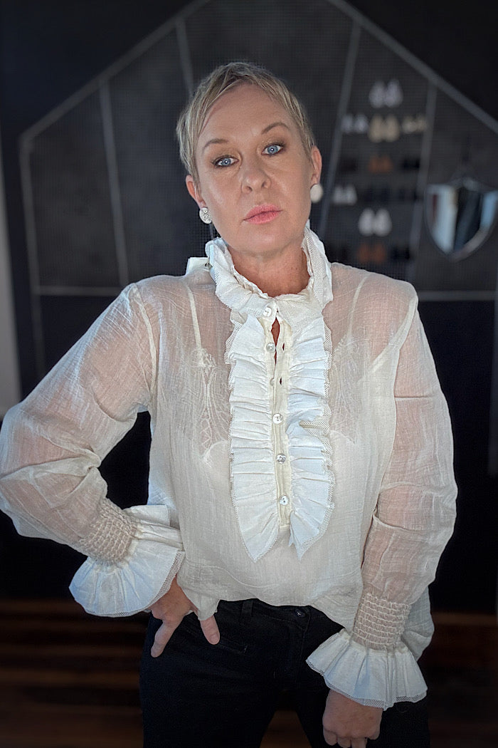 ODILE COTTON SILK BLOUSE - CREAM
