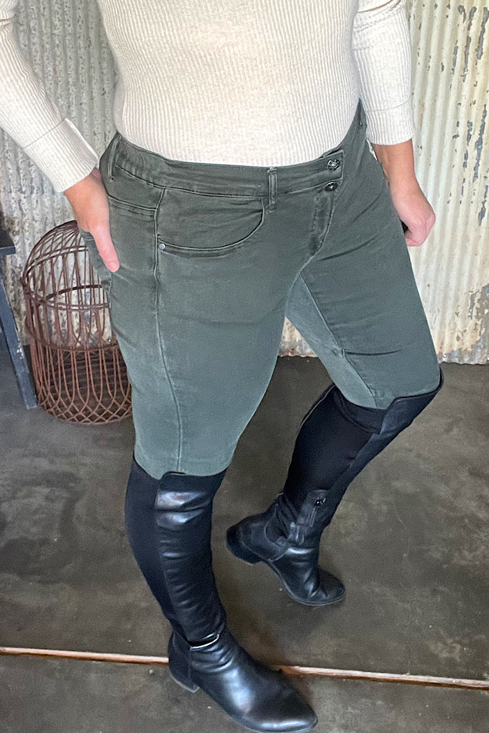 EMMA STRETCH JEANS - MILITARY KHAKI