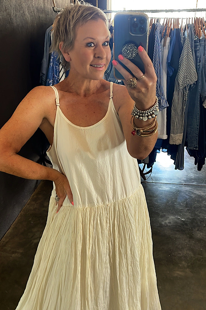 AMELIE LONG TUTU SLIP DRESS - WARM WHITE