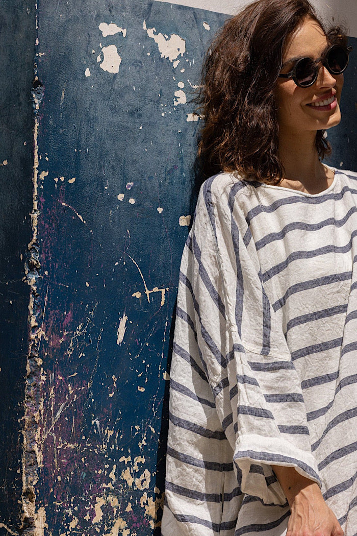 NEWPORT LINEN DRESS - NAUTICAL STRIPE