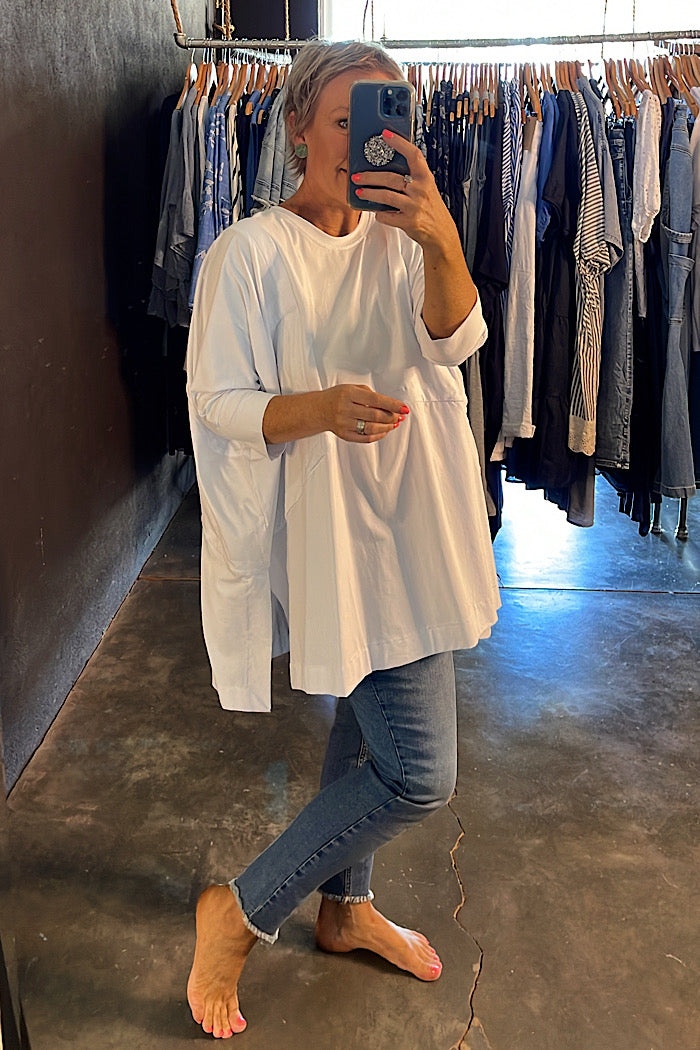 JERSEY WIDE SEAM TUNIC - WHITE
