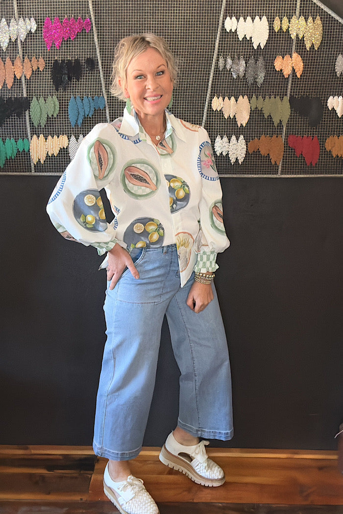 BROOKE HIGH RISE WIDE LEG CROPPED JEAN WITH BUTTON FLY - BEACH WASH