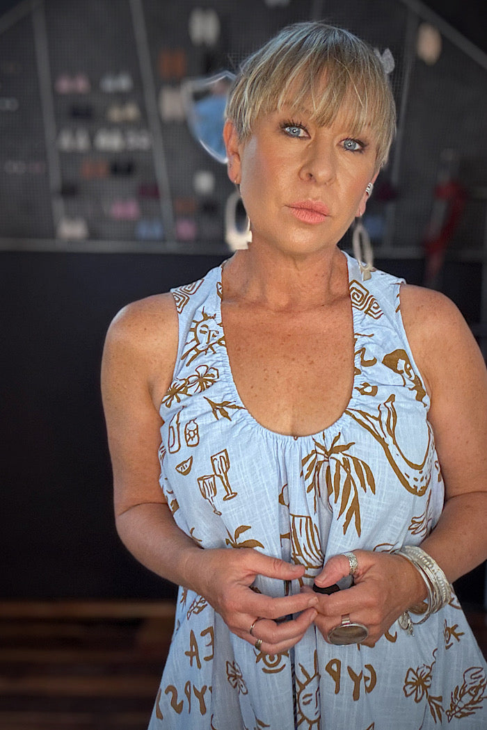 STACEY GATHERED MINI DRESS - SEA GYPSY