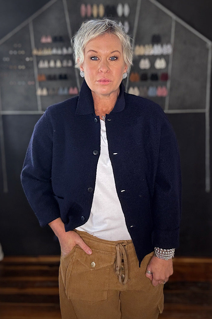 BOBO BOILED WOOL JACKET - NAVY