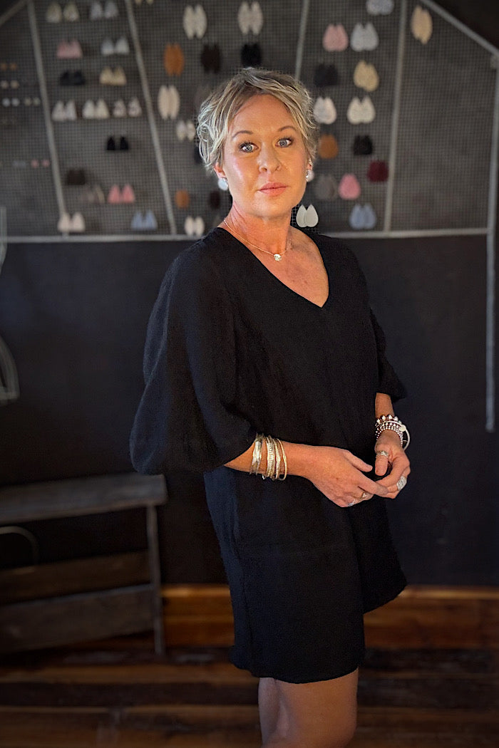 FUNDAMENTAL LINEN EASE DRESS - BLACK