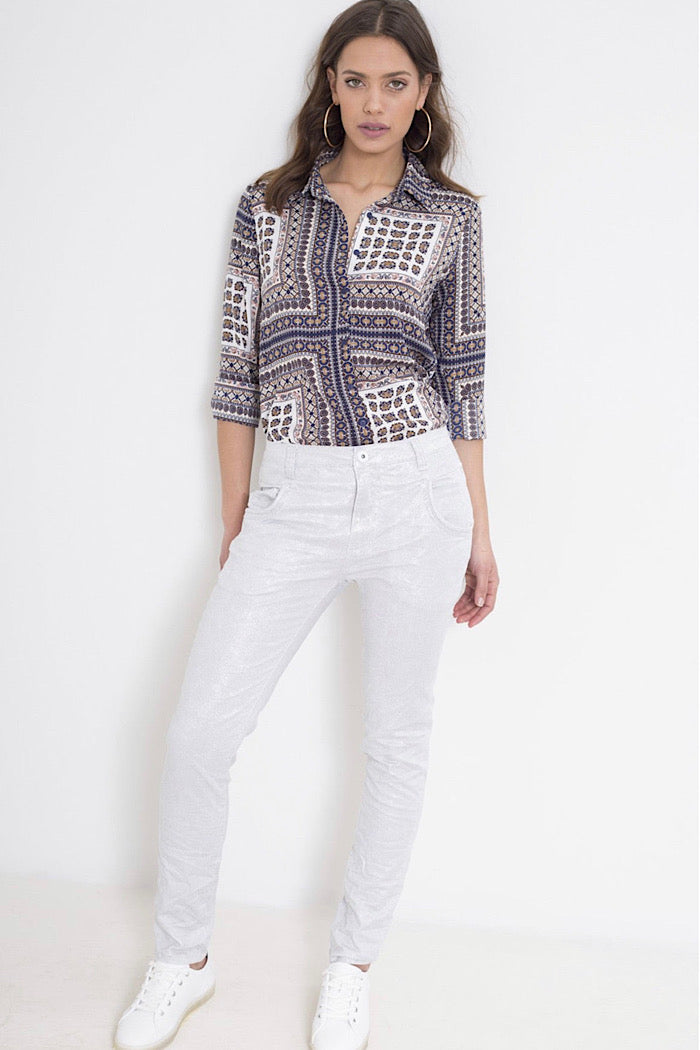 BLAKE SNAKE PRINT BOYFRIEND WHITE - FINAL CLEARANCE
