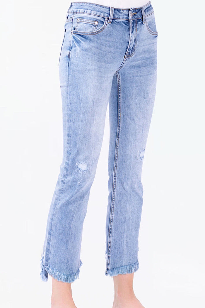 BLUSH CROPPED DENIM JEANS - FINAL CLEARANCE