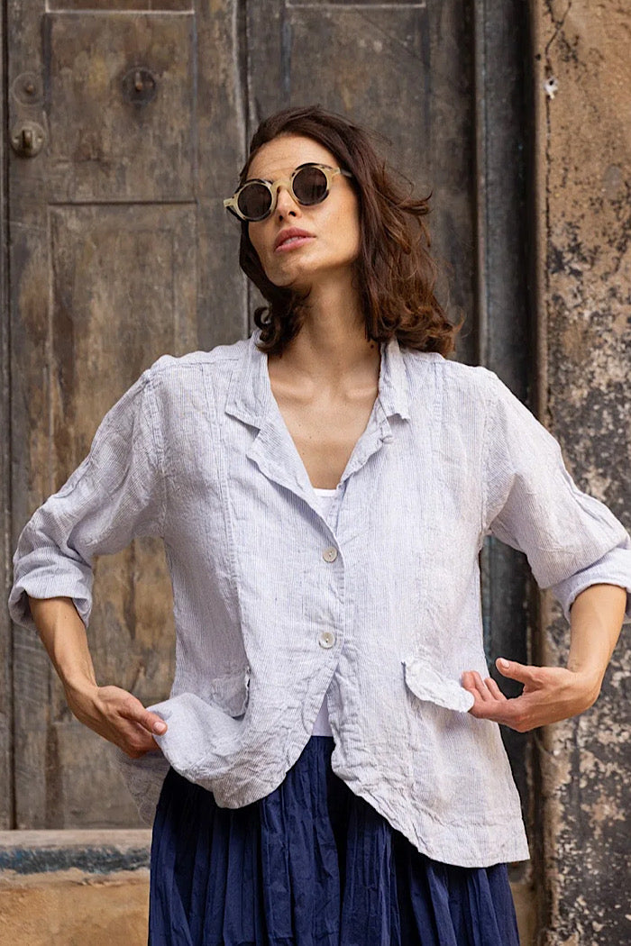 HENRI JACKET - BLUE PIN STRIPE