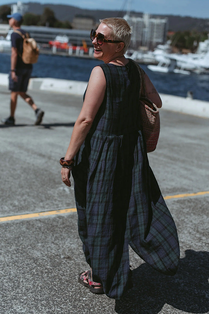 SARTENE FRENCH LINEN TARTAN DRESS