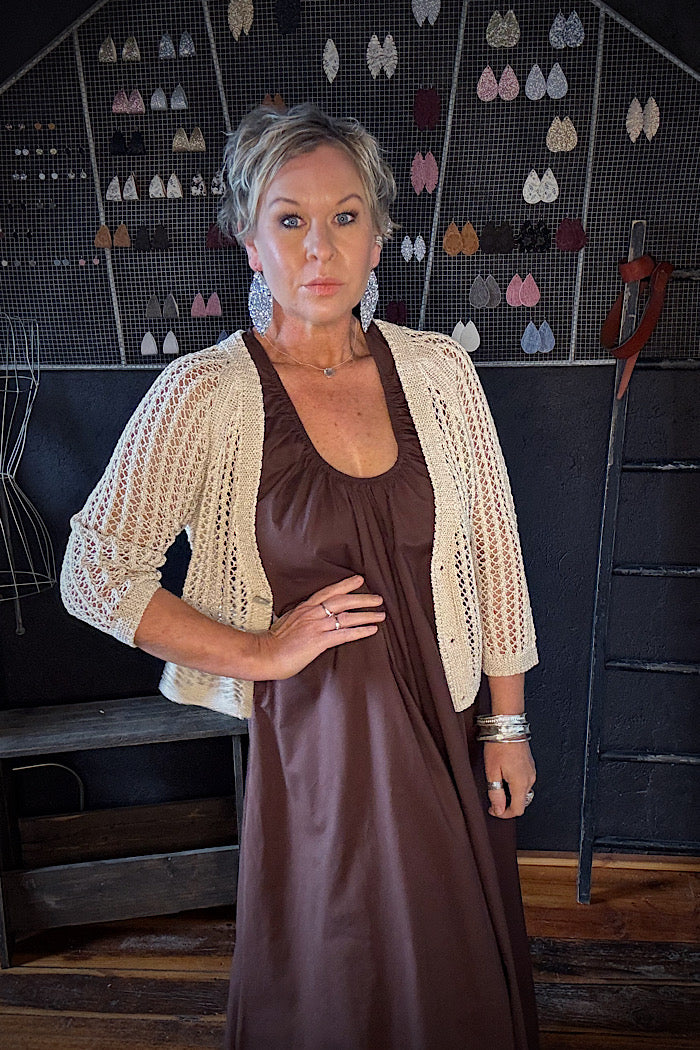 HOLEY CHIC CARDI - ECRU