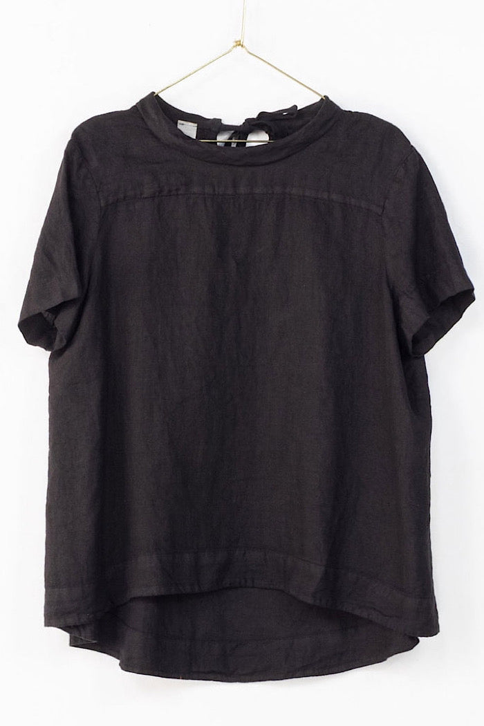 ADÉLINE LINEN SWING TOP - BLACK