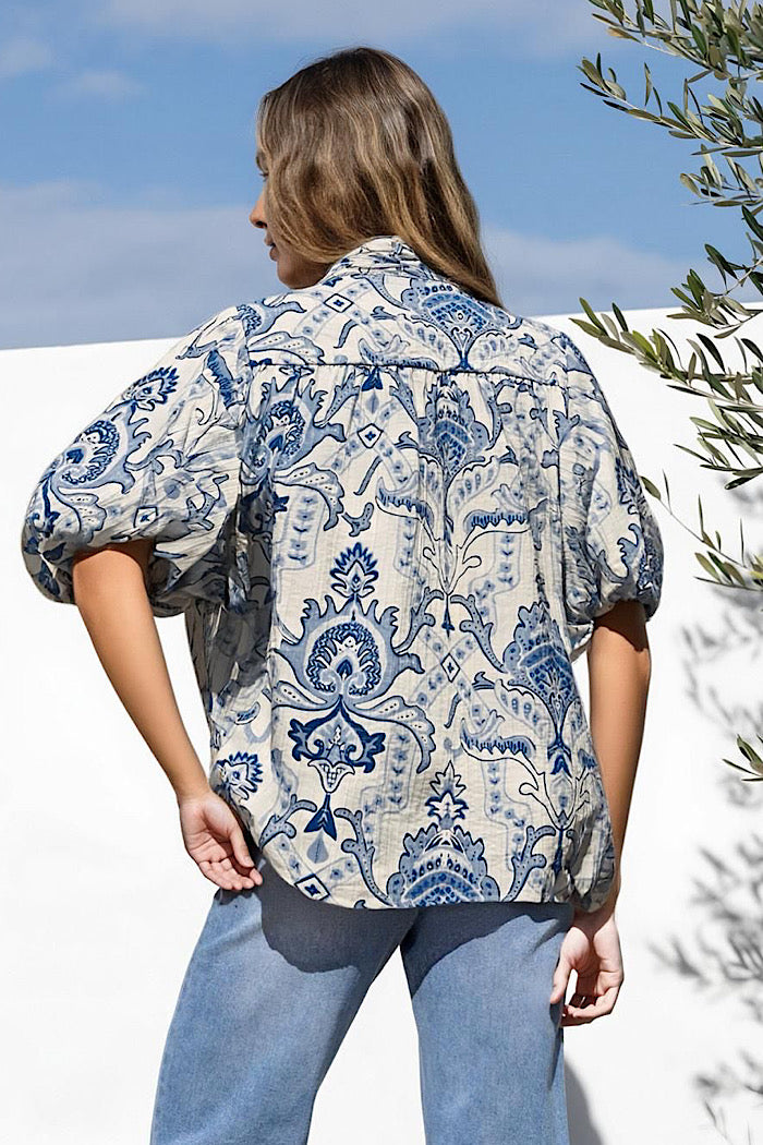 LAURIE BLOUSE - BLUE TILE