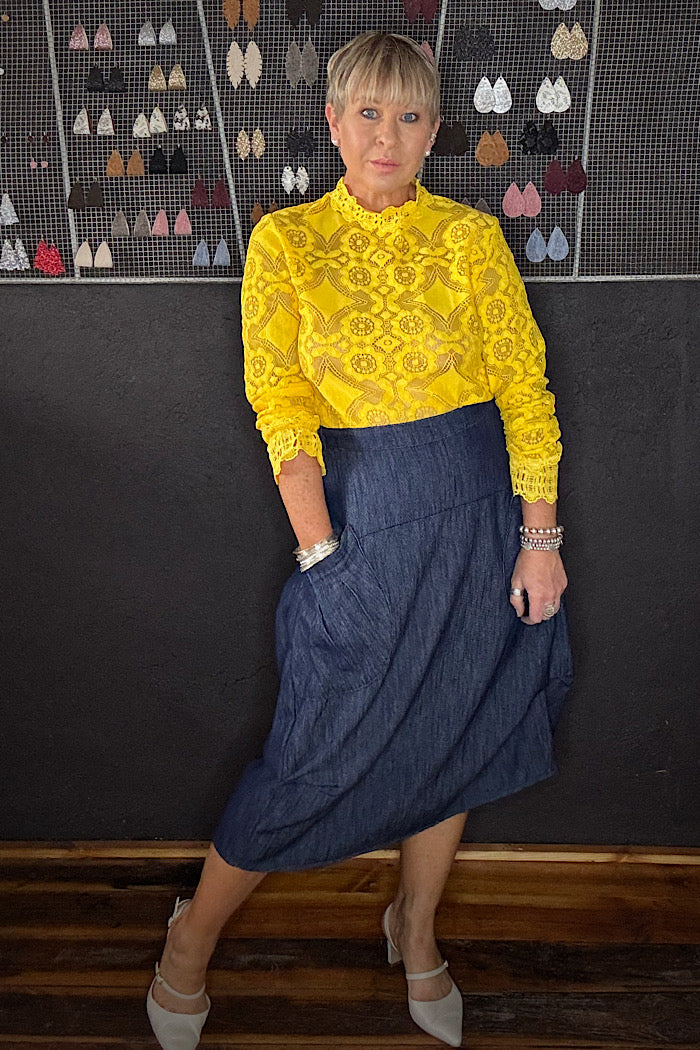 OLGA DE POLGA MILWAUKEE SKIRT - CLASSIC DENIM