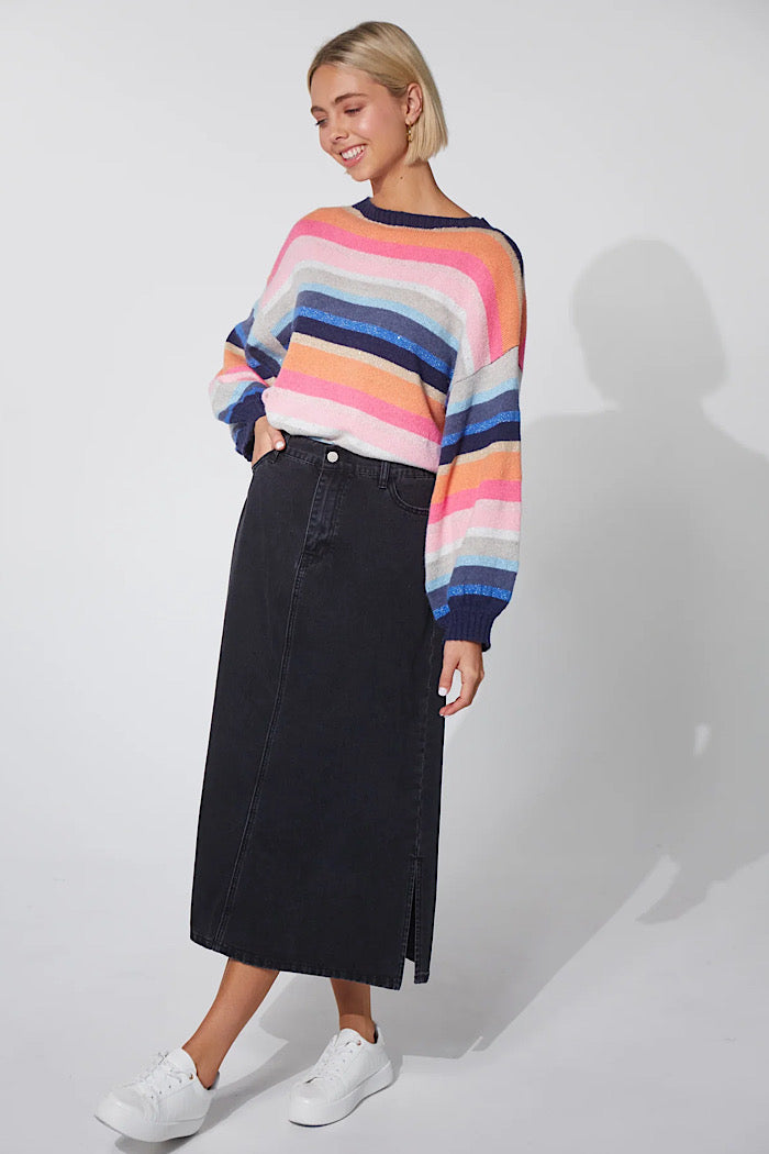 DALTON DENIM SKIRT - SLATE