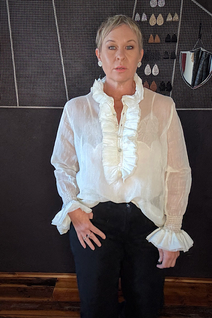 ODILE COTTON SILK BLOUSE - CREAM