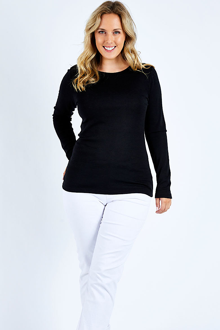 FINE MERINO CREW NECK - BLACK