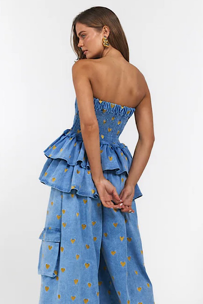 LA BOHEME GIRLS MIA MINI MULTI WEAR SKIRT/TOP DENIM HEARTS