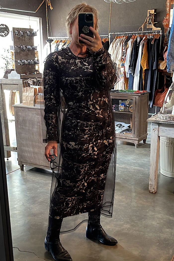HELMUT DRESS - BLACK SHEER