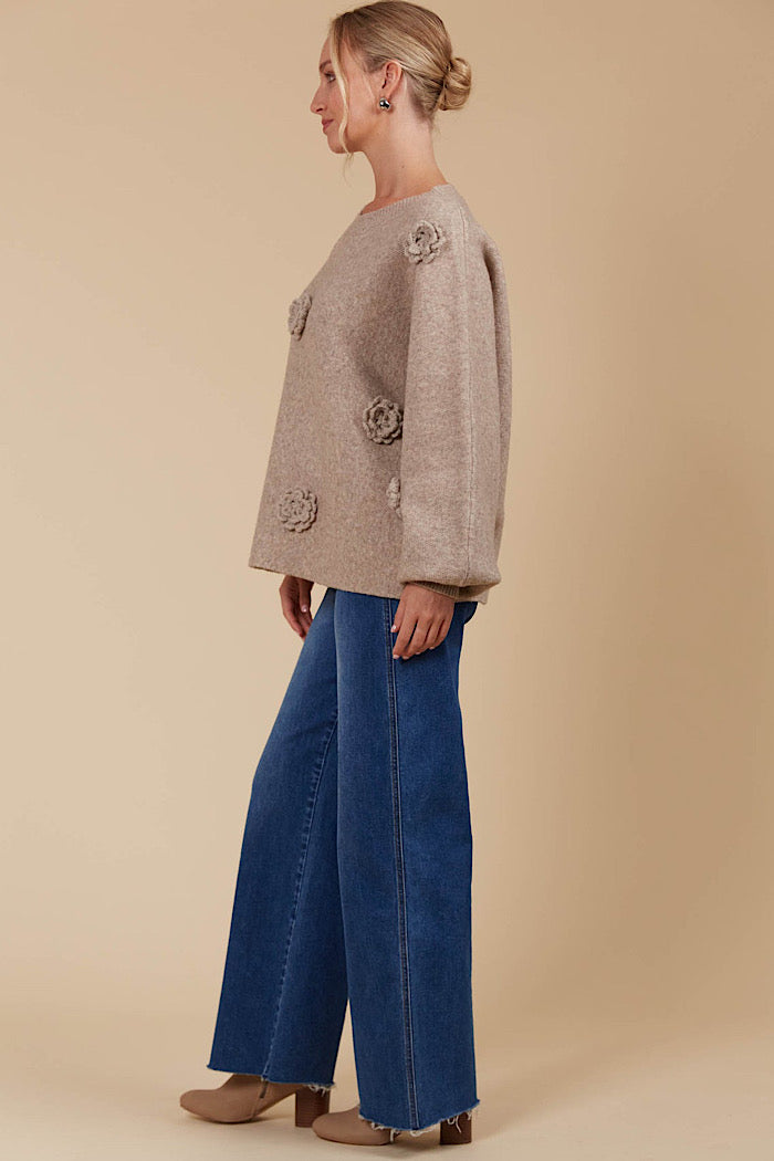 MIRU FLOWER JUMPER - TAUPE