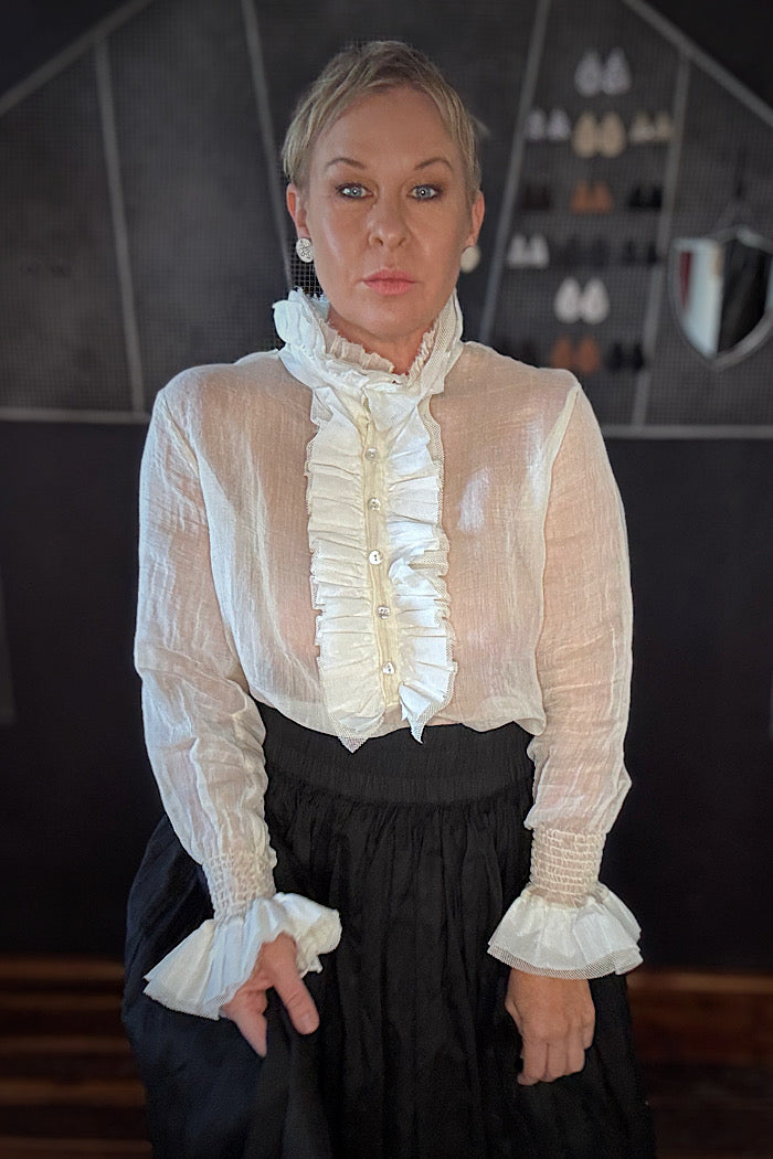 ODILE COTTON SILK BLOUSE - CREAM
