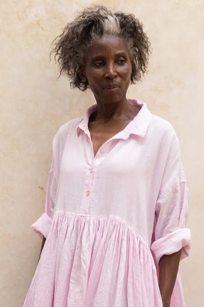 EDITH LINEN DRESS - PINK