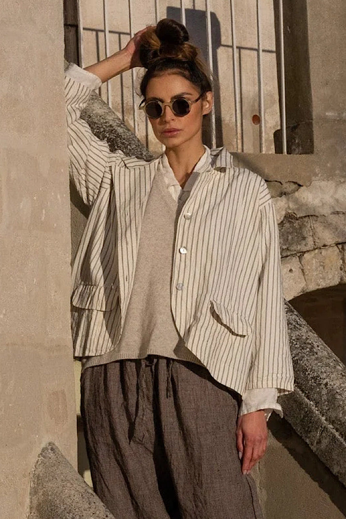 OXFORD JACKET -  CREAM TICKING