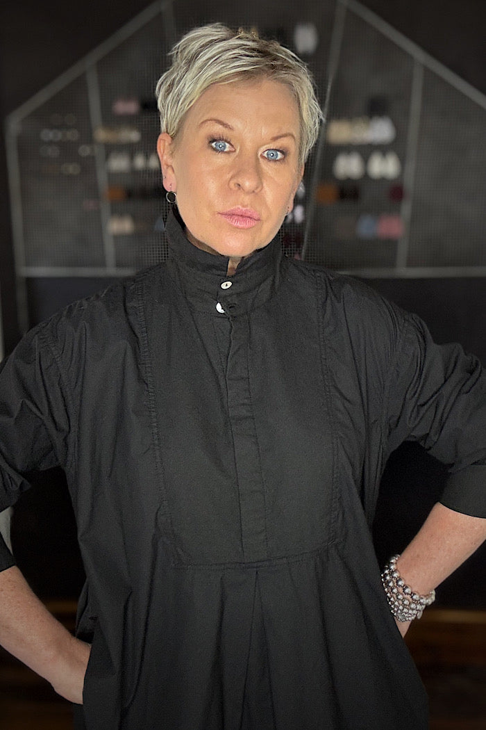 WINIFRED SHIRT DRESS COTTON POPLIN - BLACK