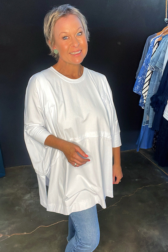 JERSEY WIDE SEAM TUNIC - WHITE
