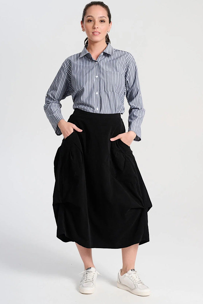 OLGA DE POLGA MILWAUKEE MARLOWE FINE CORD SKIRT - BLACK