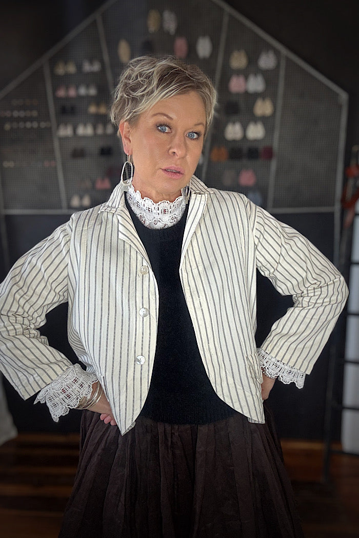 OXFORD JACKET -  CREAM TICKING
