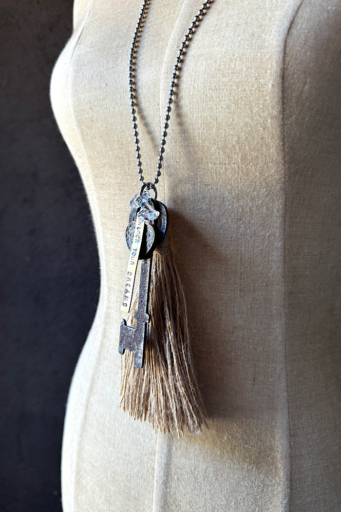 MICKELLOO TASSEL & CHARM NECKLACE - UNLOCK YOUR DREAMS