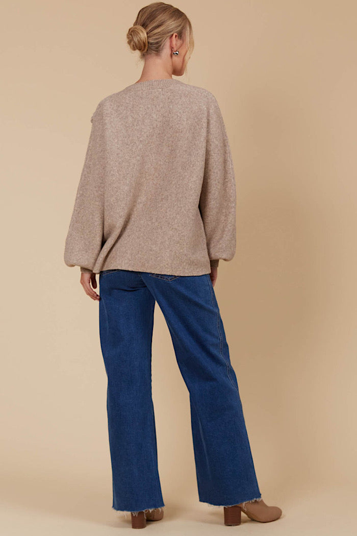 MIRU FLOWER JUMPER - TAUPE