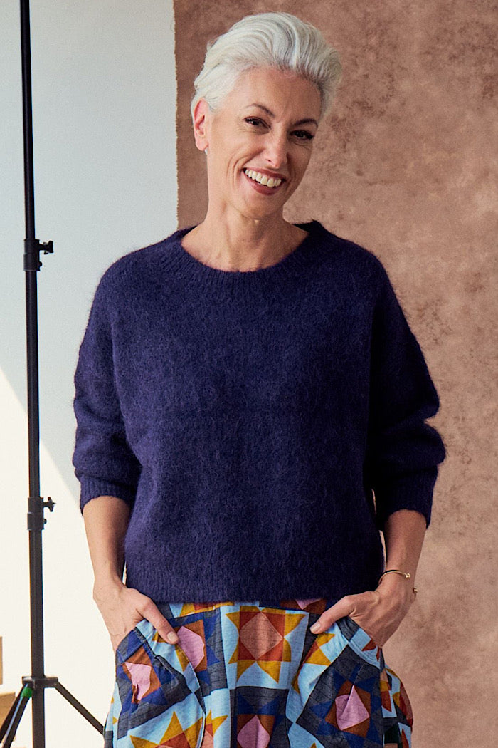 OLGA DE POLGA ASPEN KNIT ALPACA SWEATER - NAVY