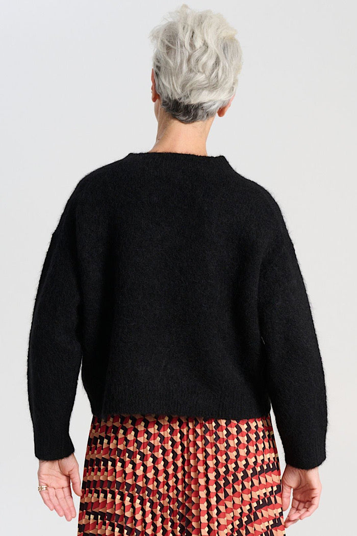 OLGA DE POLGA ASPEN KNIT ALPACA SWEATER - BLACK
