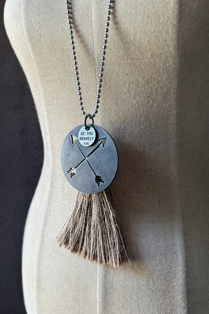 MICKELLOO TASSEL & CHARM NECKLACE - BE YOU BRAVELY